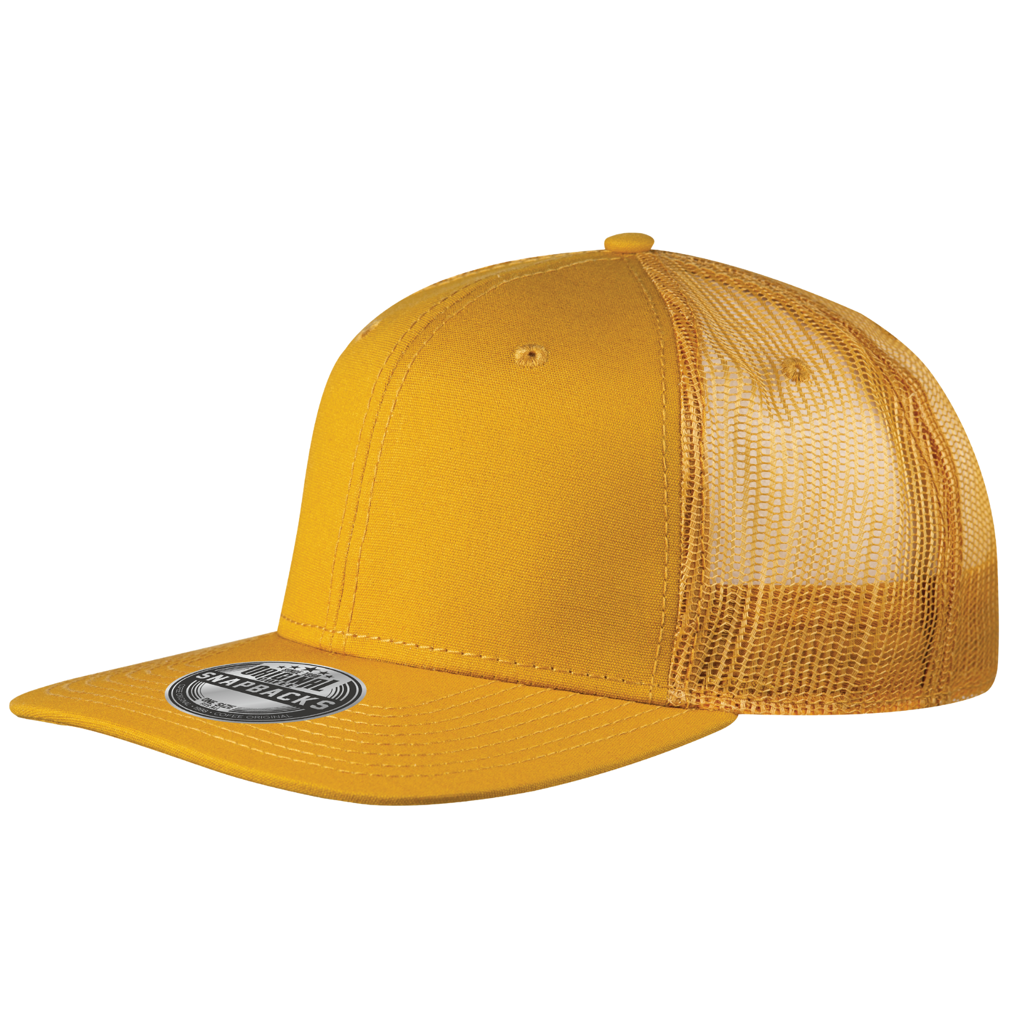 Snapback Mesh Trucker lippis omalla logolla tai tekstillä-Mustard-ZigiZagi